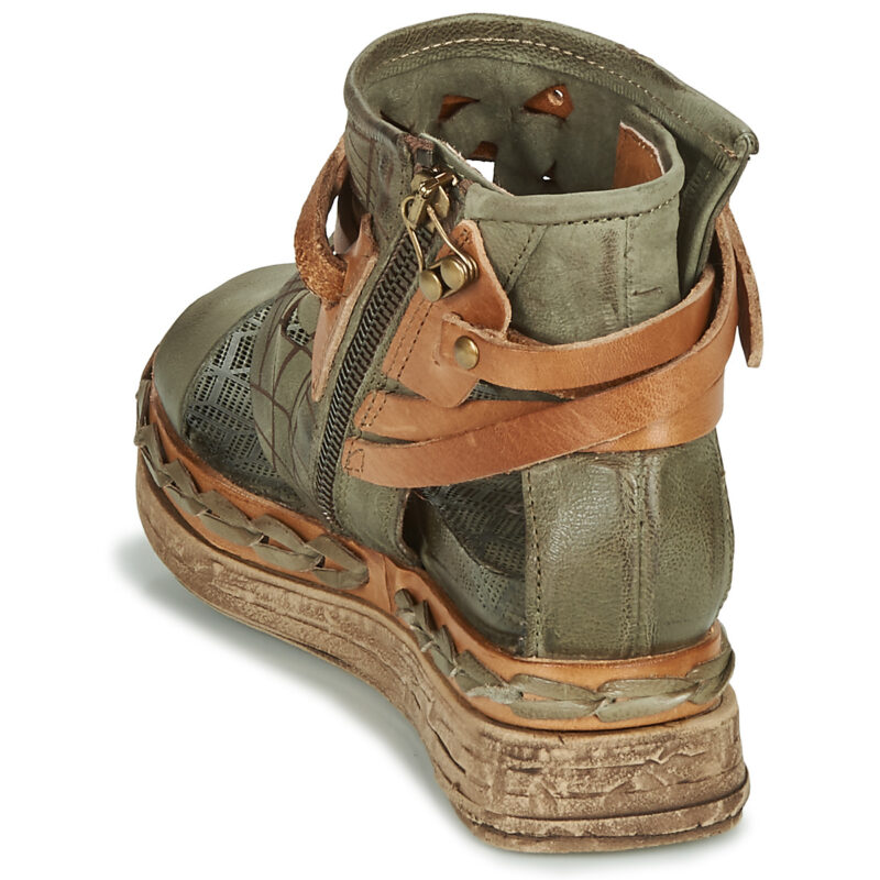 Airstep AS98 LAGOS Khaki Damen-Keilsandalen - Gr&ouml;&szlig;e 5