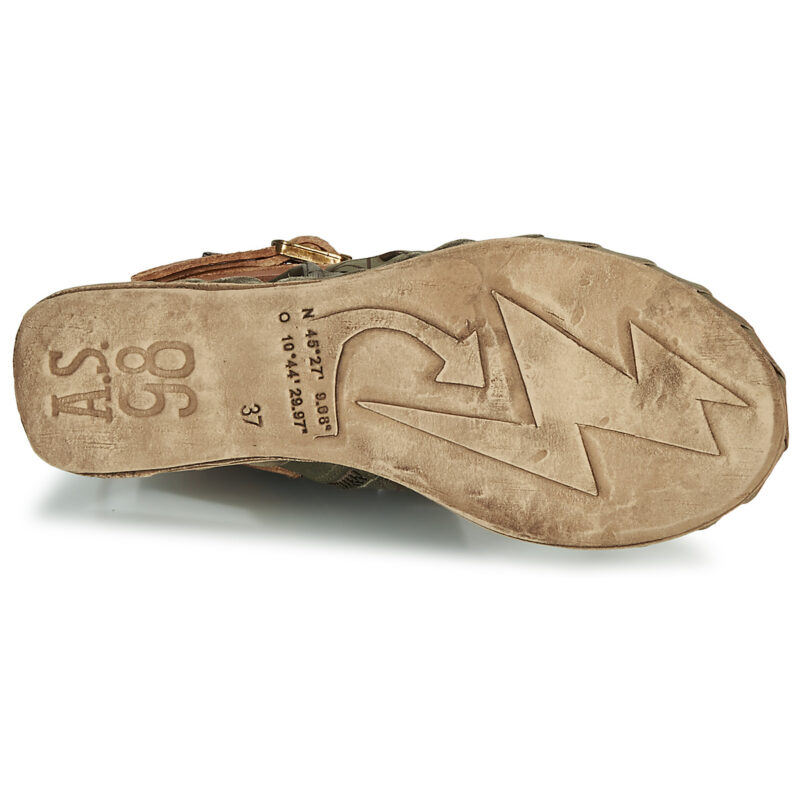 Airstep AS98 LAGOS Khaki Damen-Keilsandalen - Gr&ouml;&szlig;e 7