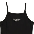 Kurzes M&auml;dchenkleid Calvin Klein Jeans STACK LOGO PUNTO STRAP Schwarzes kurzes Kleid f&uuml;r M&auml;dchen - 3