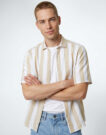 Kurzarmhemd Only & Sons ONSTES RLX CTN SLUB STRIPE Wei&szlig;es Herren-Kurzarmhemd - 2