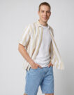 Kurzarmhemd Only & Sons ONSTES RLX CTN SLUB STRIPE Wei&szlig;es Herren-Kurzarmhemd - 3