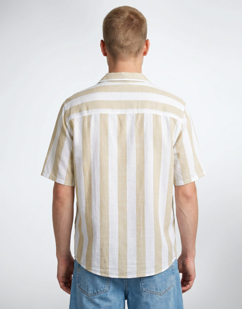 Kurzarmhemd Only & Sons ONSTES RLX CTN SLUB STRIPE Wei&szlig;es Herren-Kurzarmhemd - 4