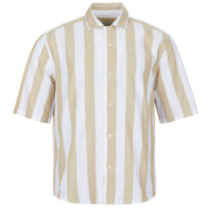 Camicia a maniche corte uomo Only & Sons   ONSTES RLX CTN SLUB STRIPE  Bianco Only & Sons 5715716725684