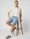 Kurzarmhemd Only & Sons ONSTES RLX CTN SLUB STRIPE Wei&szlig;es Herren-Kurzarmhemd - 5