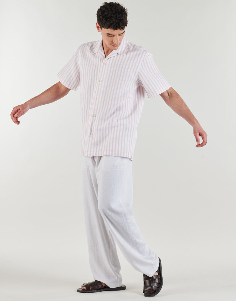 Camisa de manga corta Selected SLHREGCLAY LINEN BLEND SS SHIR Rosa Camisas de manga corta Hombre - 3