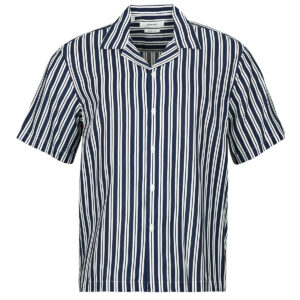 Camicia a maniche corte uomo Selected  SLHRLXAIR MIX SS SHIRT  Marine Selected 5715866798675