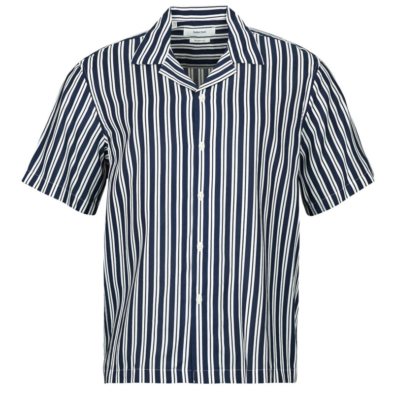 Camisa de manga corta Selected SLHRLXAIR MIX SS SHIRT Marine Camisas de manga corta Hombre - 1