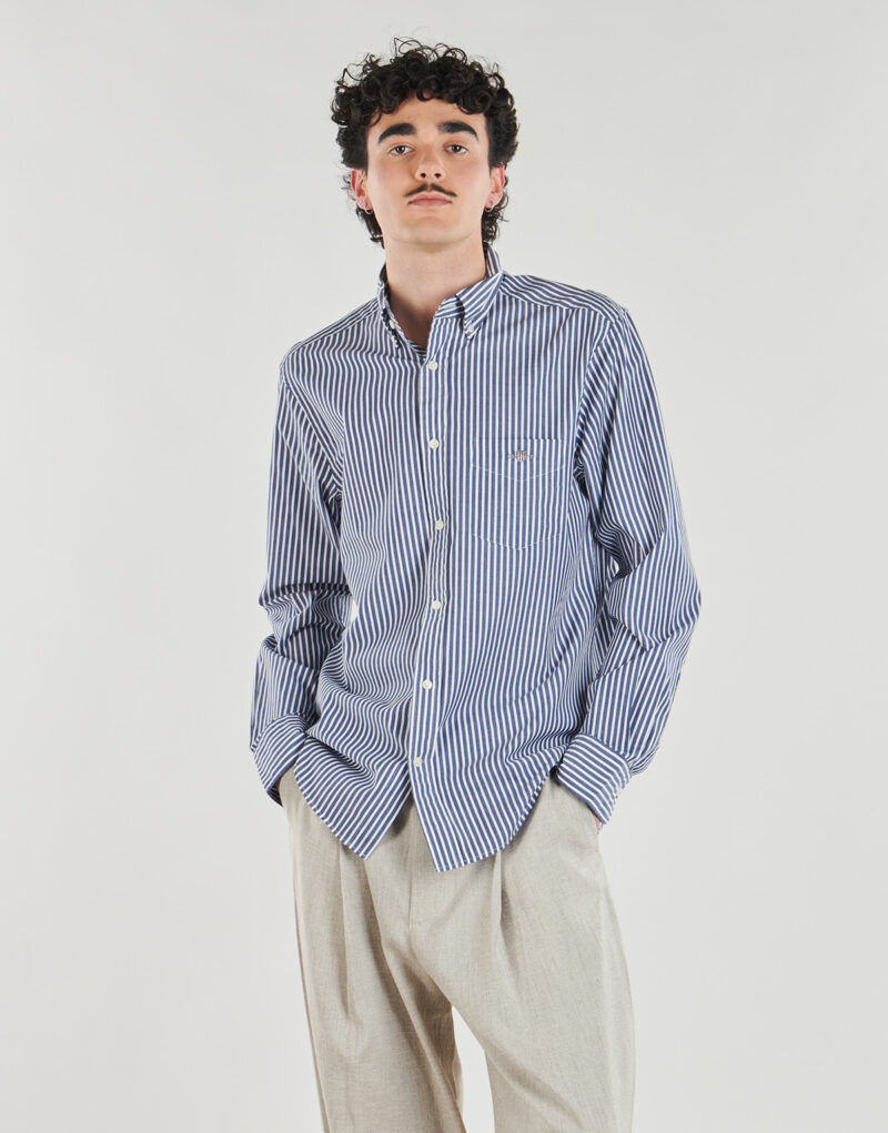 Long sleeved shirt Gant REG CLASSIC POPLIN STRIPE SHIRT Blue - Men's Long Sleeve Shirts - 2