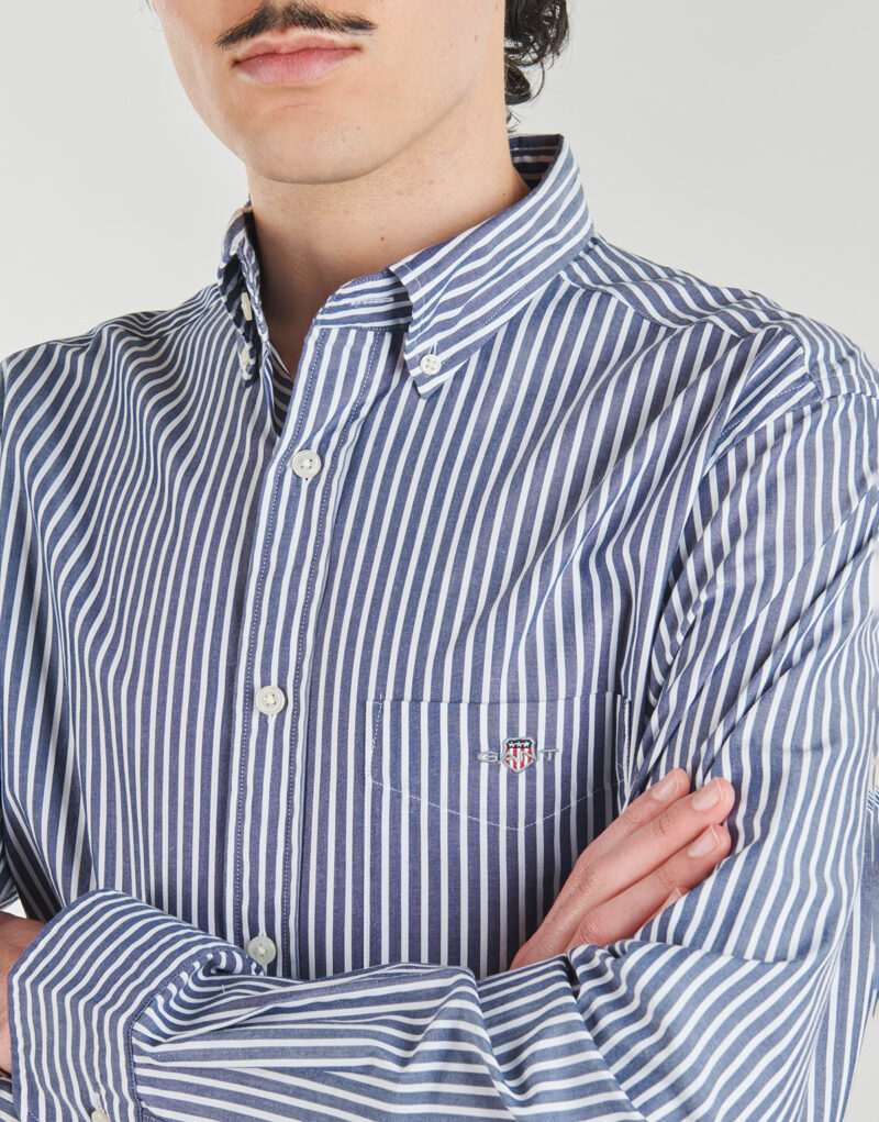 Long sleeved shirt Gant REG CLASSIC POPLIN STRIPE SHIRT Blue - Men's Long Sleeve Shirts - 5