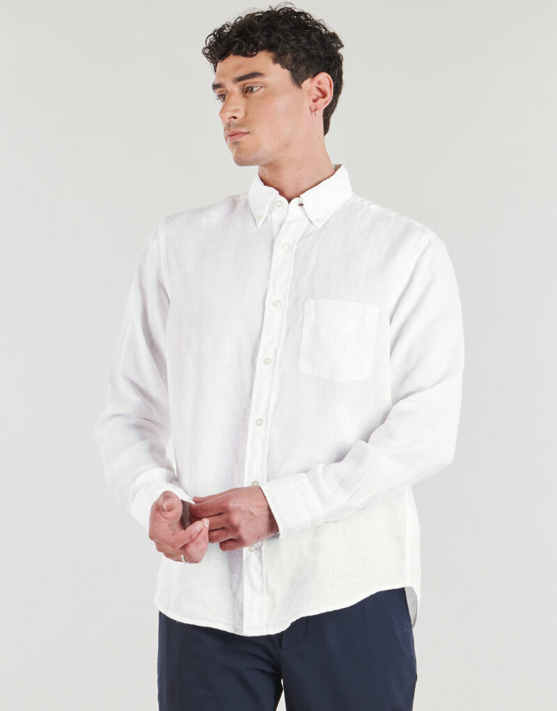 Lang&auml;rmeliges Shirt Gant REG GMNT GEF&Auml;RBTES LEINENHEMD Wei&szlig; - Herren Langarmhemden - 2