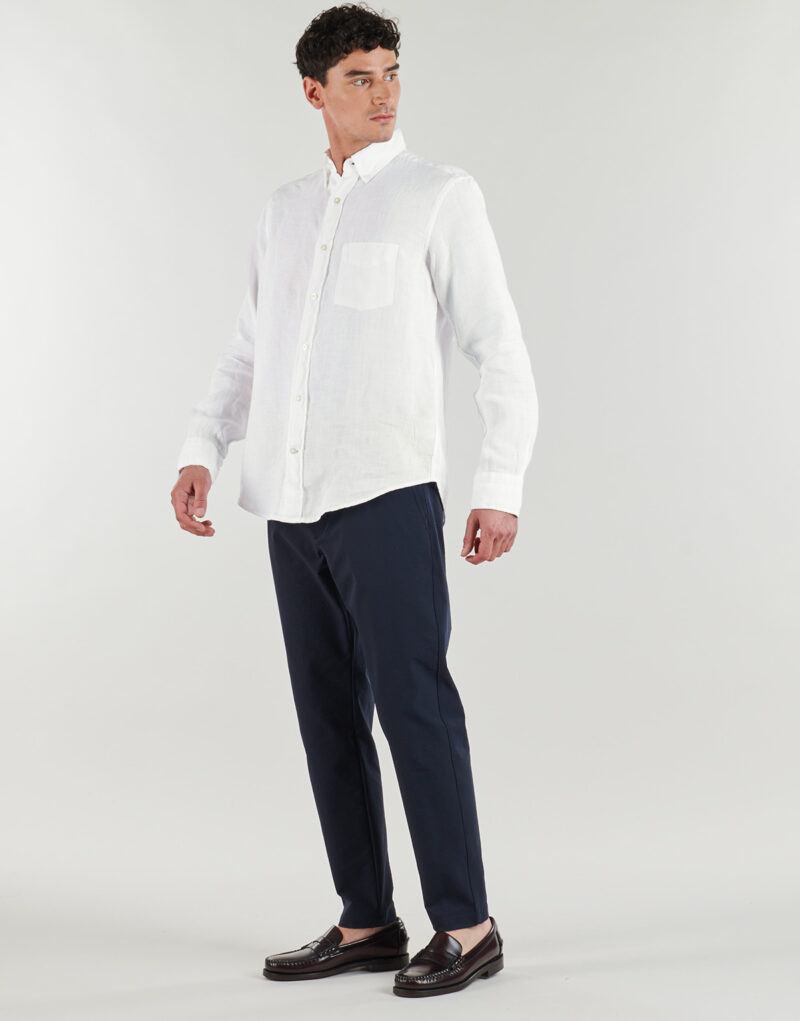 Lang&auml;rmeliges Shirt Gant REG GMNT GEF&Auml;RBTES LEINENHEMD Wei&szlig; - Herren Langarmhemden - 3