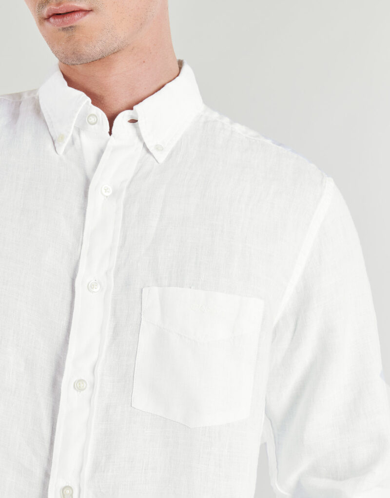 Lang&auml;rmeliges Shirt Gant REG GMNT GEF&Auml;RBTES LEINENHEMD Wei&szlig; - Herren Langarmhemden - 5