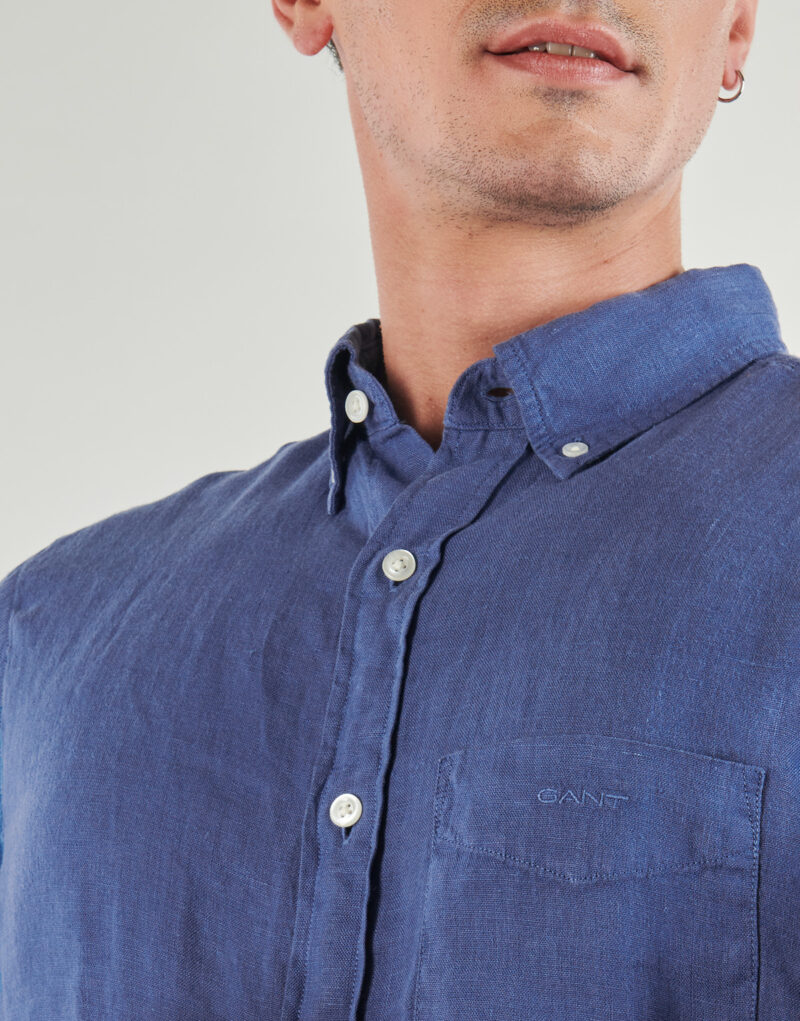 Lang&auml;rmeliges Shirt Gant REG GMNT GEF&Auml;RBTES LEINENHEMD Blau - Herren Langarmhemden - 5