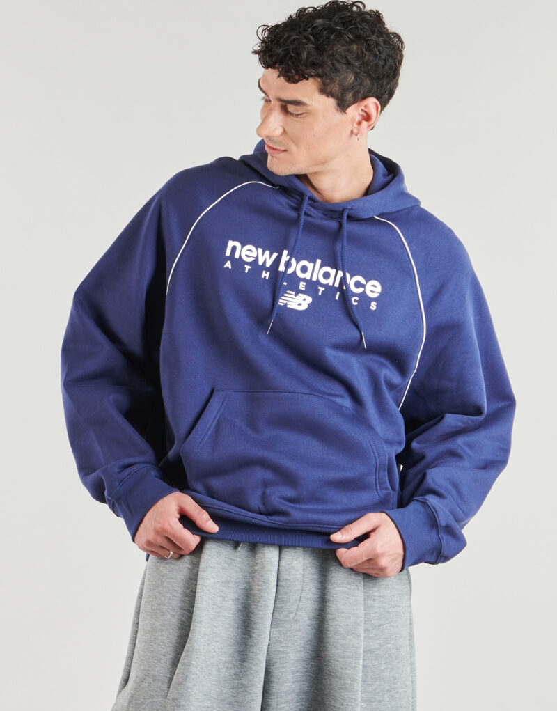 Sudadera con capucha New Balance LINEAR GRAPHIC FLEECE para hombre, color azul marino - 2