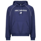 Sudadera con capucha New Balance LINEAR GRAPHIC FLEECE para hombre, color azul marino - 1