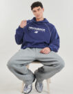 Sudadera con capucha New Balance LINEAR GRAPHIC FLEECE para hombre, color azul marino - 5