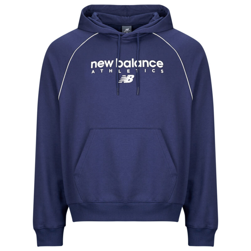 Sudadera con capucha New Balance LINEAR GRAPHIC FLEECE para hombre, color azul marino - 1