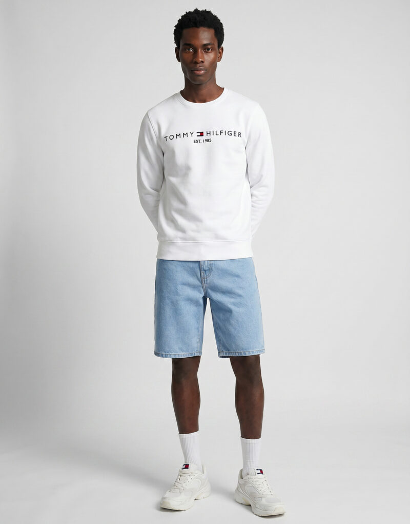 Tommy Hilfiger Sweatshirts TOMMY LOGO SWEATSHIRT Wei&szlig; - Sweatshirts Herrenbekleidung - 2