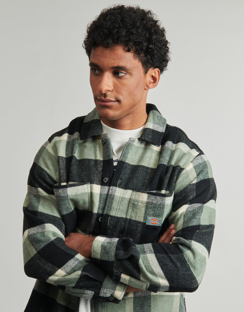 Sobrecamisa Dickies PLAID COALING LS SHIRT Verde Sobrecamisa para hombre - 5