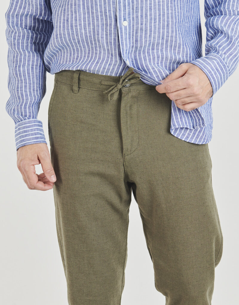 Pantaolini dritti Selected SLH172-SLIMTAPE BRODY LINEN Kaki Pantaolini dritti Uomo - 5