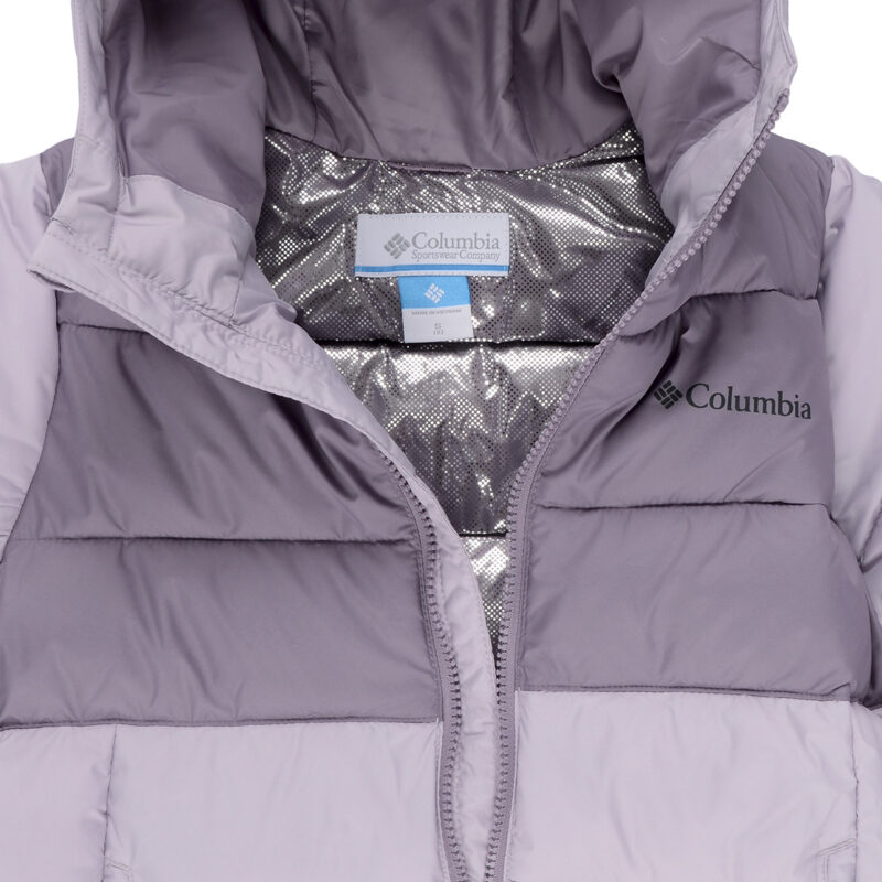 Chaqueta de plumas Columbia para ni&ntilde;a, modelo Pike Lake Mid, color morado. Chaquetas de plumas para ni&ntilde;a - 3
