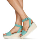Geox D LIPARI A Green Wedge Sandals Women - 8