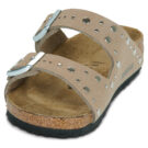 Chaussons fille BIRKENSTOCK Arizona &agrave; rivets pour enfants, synth&eacute;tiques, souples, gris, taupe et beige &eacute;troit - Pointure 3