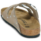 Chaussons fille BIRKENSTOCK Arizona &agrave; rivets pour enfants, synth&eacute;tiques, souples, gris, taupe et beige &eacute;troit - Pointure 5