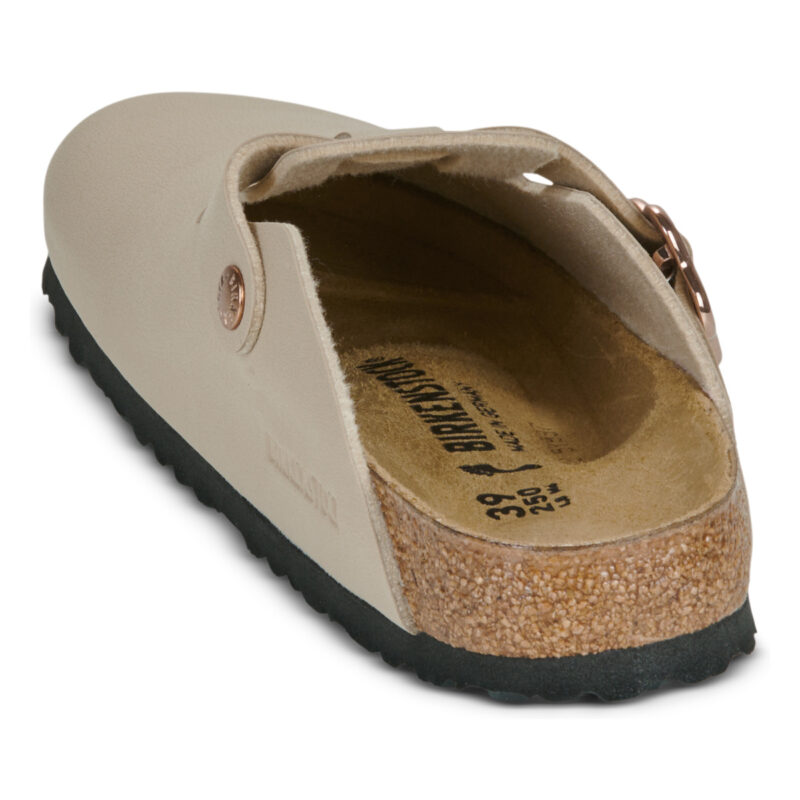 BIRKENSTOCK Boston Kids Flower Buckle Birko-flor / Sandcastle / Narrow Beige Girls Clogs - 5