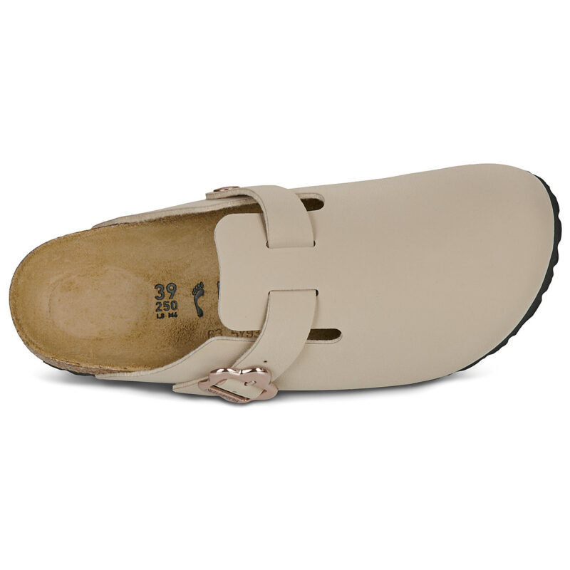 BIRKENSTOCK Boston Kids Flower Buckle Birko-flor / Sandcastle / Narrow Beige Girls Clogs - 6