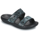 Sandales Crocs Classic &agrave; paillettes noires pour filles - Taille 1