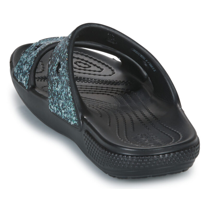 Sandales Crocs Classic &agrave; paillettes noires pour filles - Taille 5