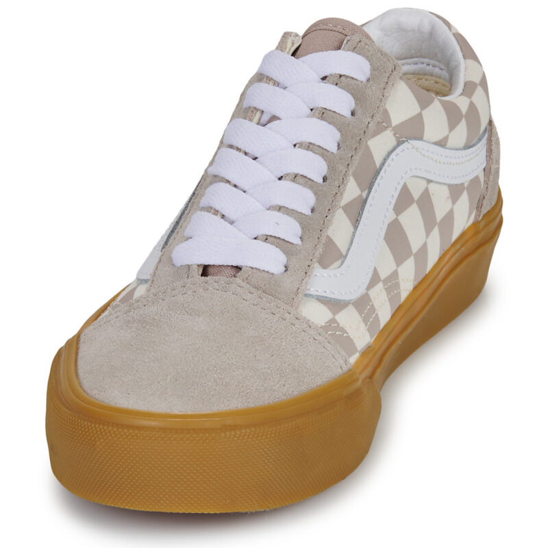 Vans Old Skool Gum check Mushroom Beige - Sneakers Bambina - 3