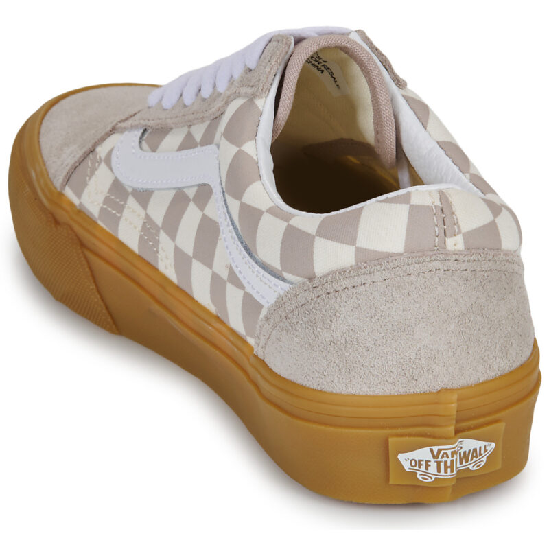 Vans Old Skool Gum check Mushroom Beige - Sneakers Bambina - 5
