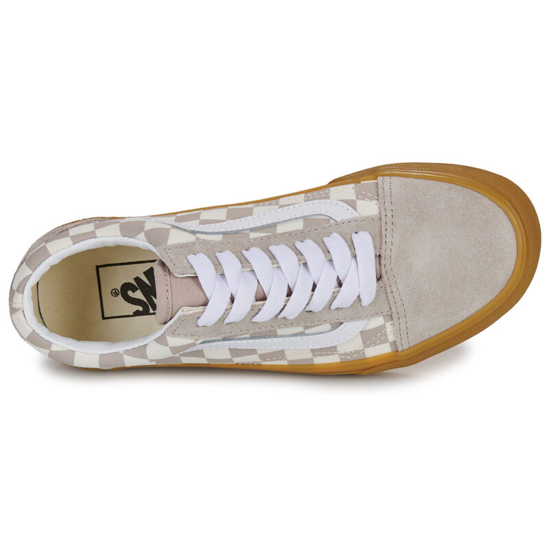 Vans Old Skool Gum check Mushroom Beige - Sneakers Bambina - 6