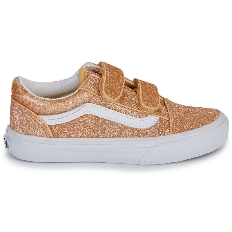 Vans Old Skool V GLITTER Apricot Glow Oro Sneakers Bambina - 2
