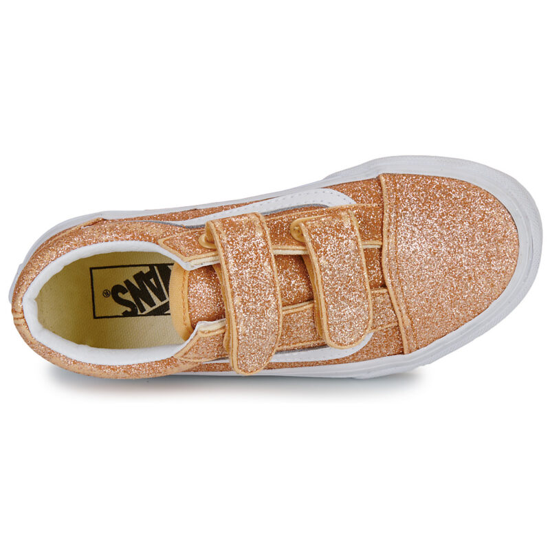 Vans Old Skool V GLITTER Apricot Glow Oro Sneakers Bambina - 6