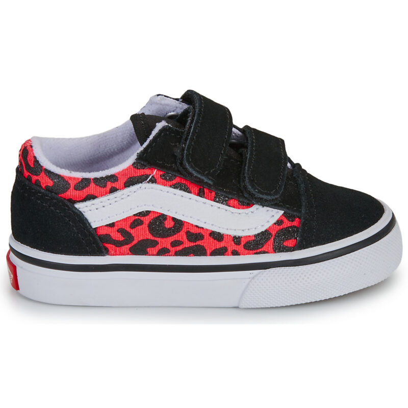 Baskets Vans Old Skool V GLITTER LEOPARD Diva Rose Noir Fille - Taille 2