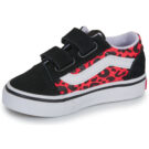 Baskets Vans Old Skool V GLITTER LEOPARD Diva Rose Noir Fille - Taille 4