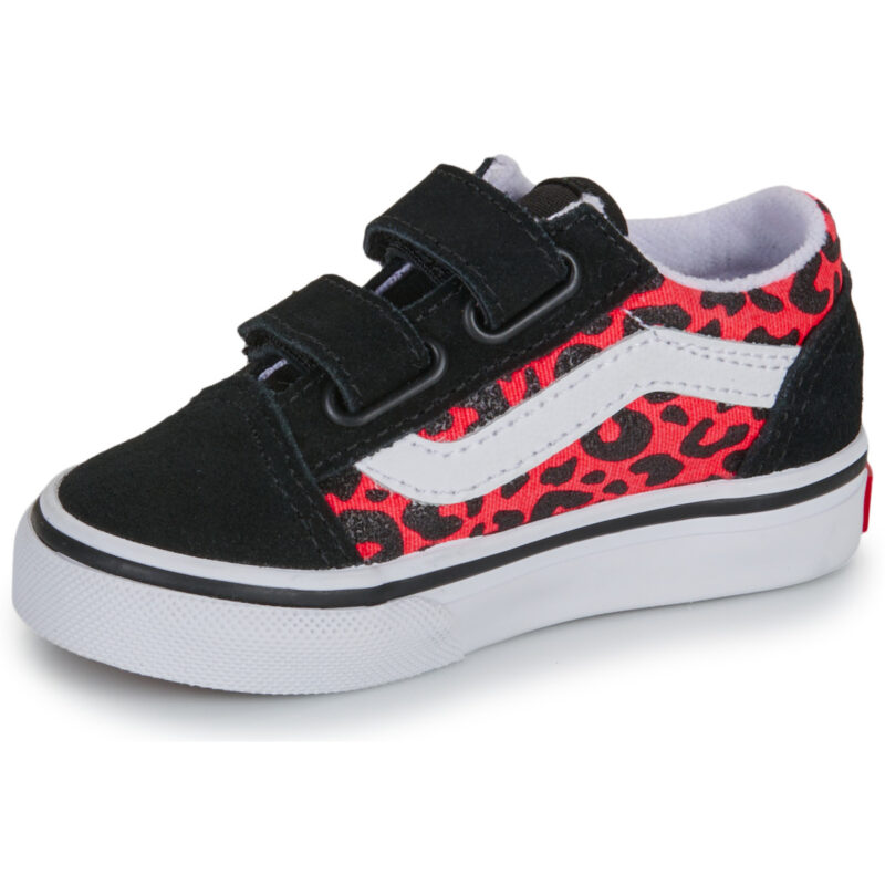 Baskets Vans Old Skool V GLITTER LEOPARD Diva Rose Noir Fille - Taille 4
