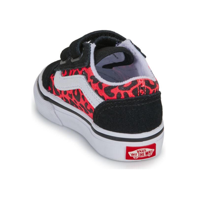 Baskets Vans Old Skool V GLITTER LEOPARD Diva Rose Noir Fille - Taille 5