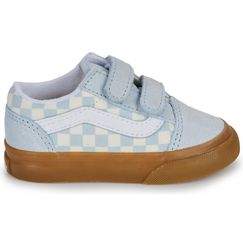 Vans Old Skool V Gum Check Dawn Mist Blu Sneakers Bambina - 2