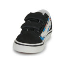 Vans Old Skool V PAINTED FLORAL Bright Azure Nero Sneakers Bambina - 3