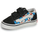Vans Old Skool V PAINTED FLORAL Bright Azure Nero Sneakers Bambina - 4