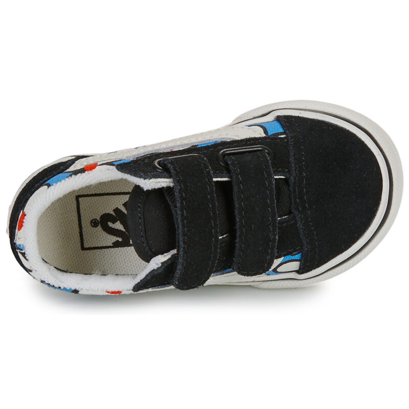 Vans Old Skool V PAINTED FLORAL Bright Azure Nero Sneakers Bambina - 6