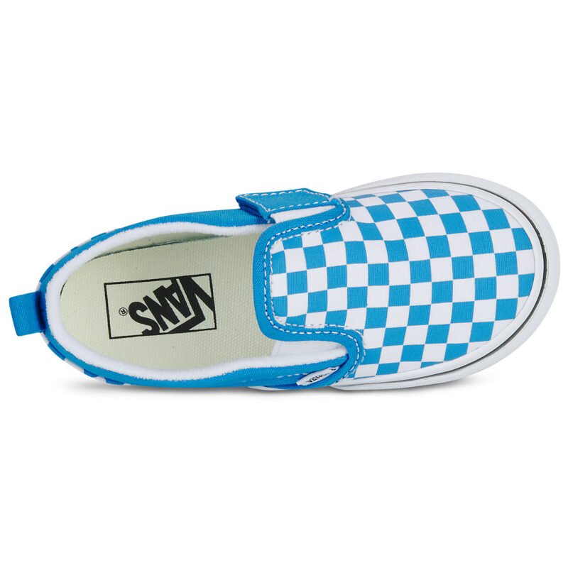 Vans Slip-On V COLOR THEORY CHECKERBOARD Bright Azure Blu - Slip on Bambina - 6