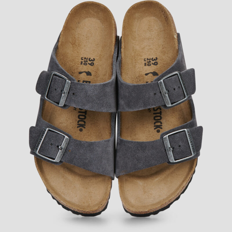 BIRKENSTOCK Arizona Suede / Charcoal / Stretto Grigio Ciabatte Uomo - 5