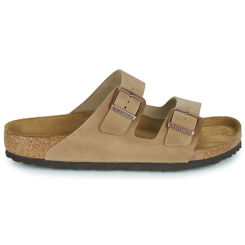 BIRKENSTOCK Arizona Soft Fu&szlig;bett ge&ouml;lt / Pelle / Tabak / Braun / Normale braune Herrenhausschuhe - Gr&ouml;&szlig;e 2