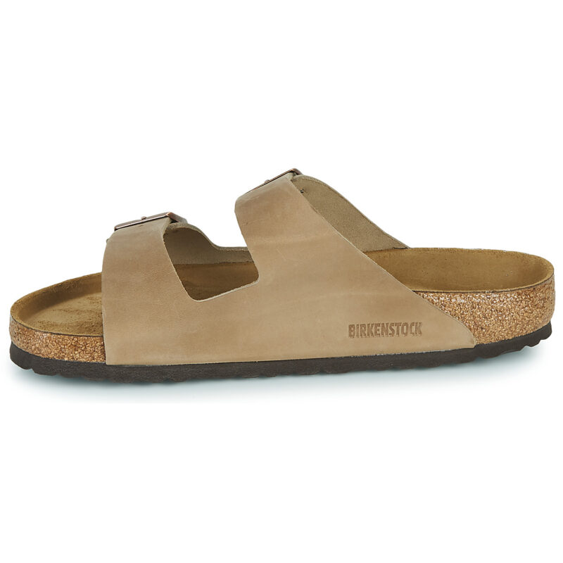 BIRKENSTOCK Arizona Soft Fu&szlig;bett ge&ouml;lt / Pelle / Tabak / Braun / Normale braune Herrenhausschuhe - Gr&ouml;&szlig;e 4