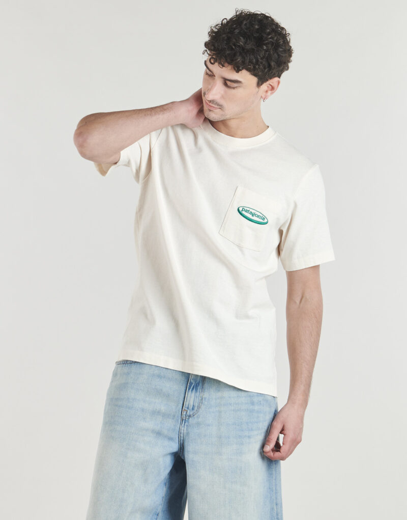 Patagonia M'S MW '95 T-shirt &agrave; poche avec logo ovale beige - T-shirt &agrave; manches courtes pour homme - Taille 2